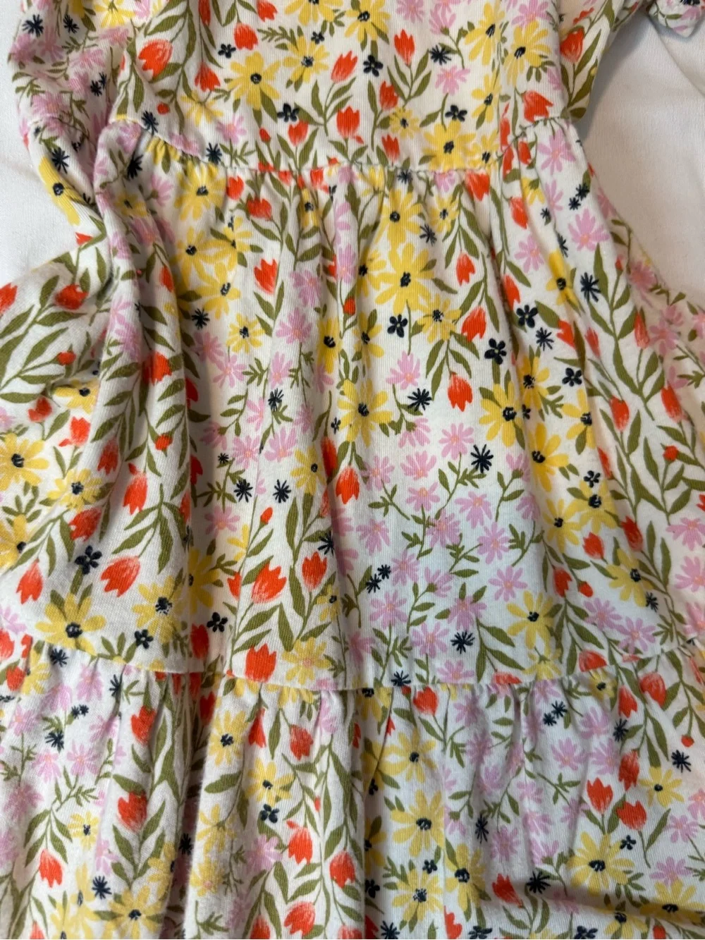 Old Navy Floral Tiered Short-Sleeve Dress - Pink, Yellow, Red